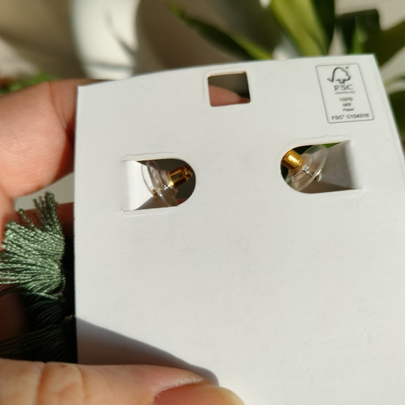 Green Boho Tassel Earrings - Picture 5 of 9